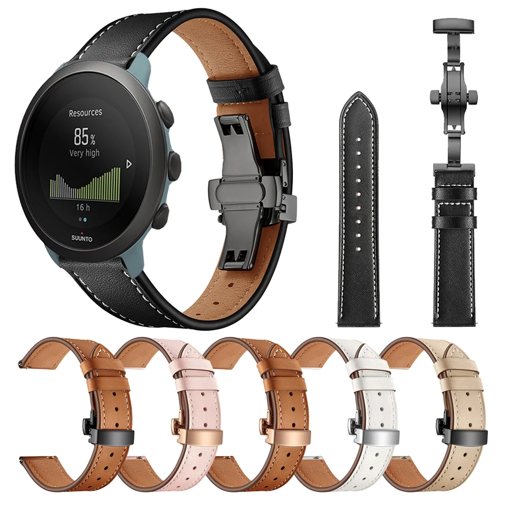 Ремешок для SUUNTO 3 из натуральной кожи браслет фитнеса с пряжкой бабочкой 20