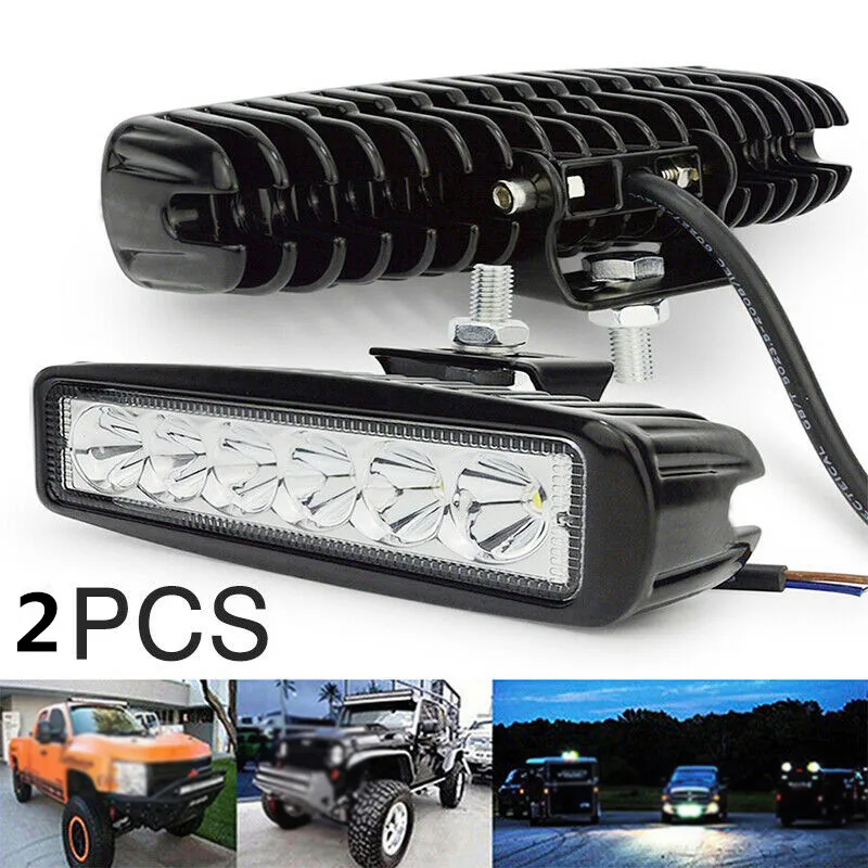

2pcs 12V-24V 18W Car Truck 6 LED Work Light Bar DRL Driving Fog Flood/Spot Beam 1260LM 6500K Truck Off-road Working Light