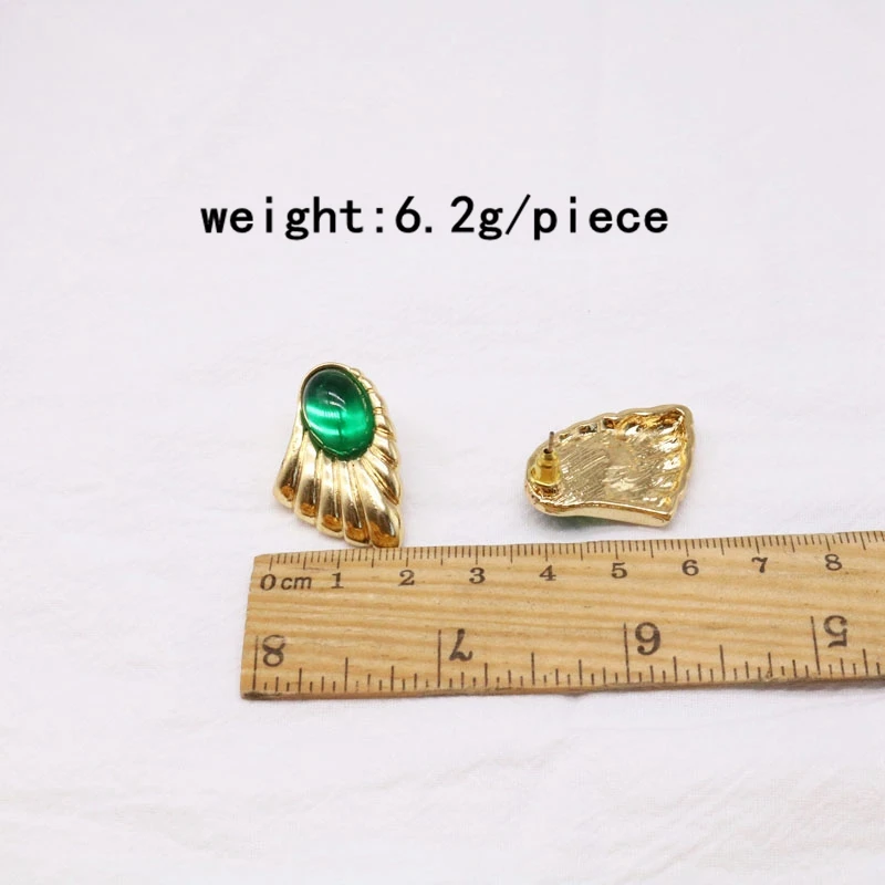 Зеленые стильные модные милые серьги-гвоздики - Окраска металла: No.12