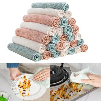 

Kitchen Towel Coral Fleece Cleaning Rag Microfiber Kitchen Accessories High Absorption Napkin Towel Reusable Machine Washable