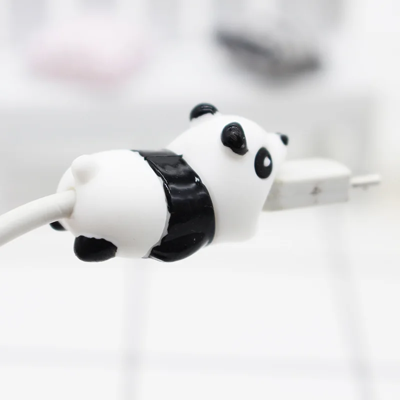 Black white Японский USB кабель органайзер для мобильного телефона Декор животных протектор Органайзер зарядное устройство провода головы намотки для Iphone 7 8 X Plus - Цвет: Black white