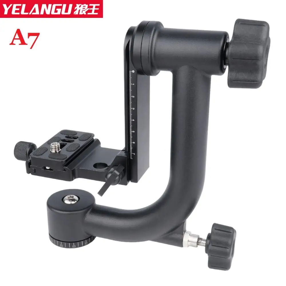 Aluminum Alloy 360 Degree Panoramic Gimbal Tripod Head with Acra-Swiss Standard Quick Release Plate for DSLR Camera YELANGU A17
