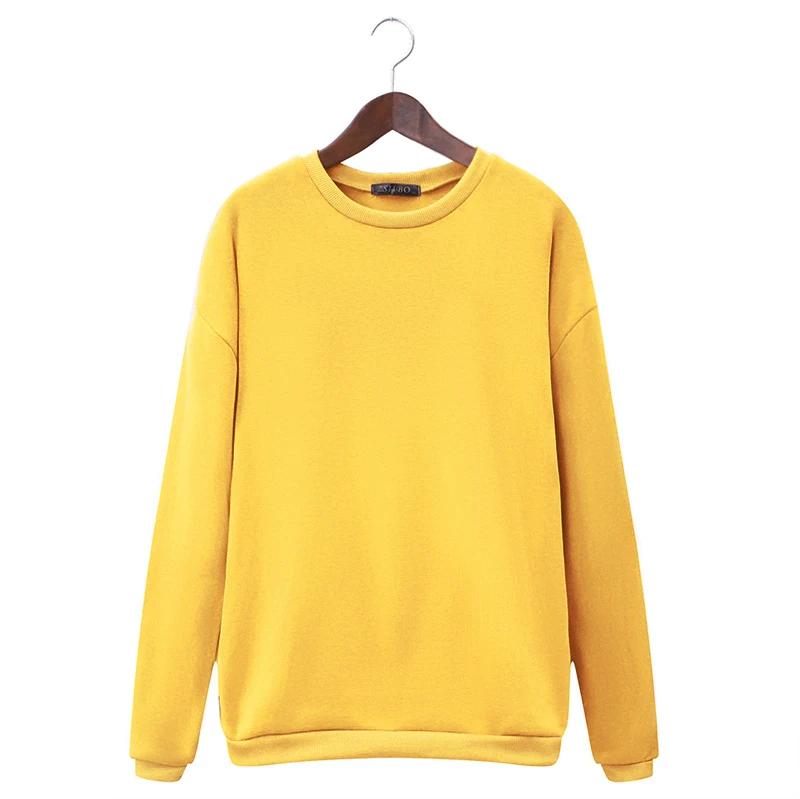 yellow Осенняя и зимняя новинка, Повседневная Женская толстовка с капюшоном, длинный рукав, Желтая Женская свободная толстовка с капюшоном, женское плотное пальто с капюшоном - Цвет: yellow