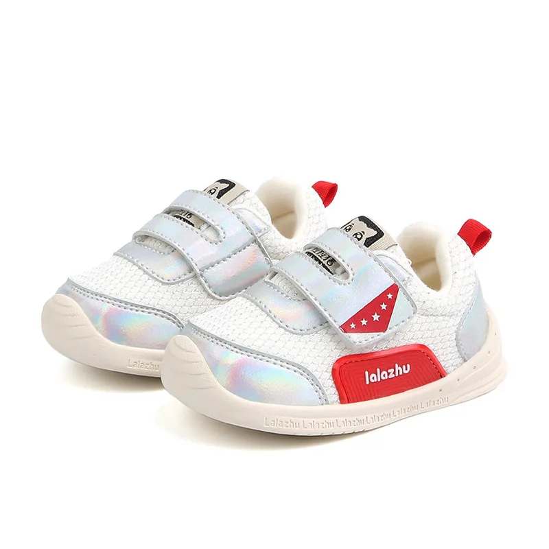 

2019 New Gold White Baby Shoes Hook&loop Glossy First Shoes Baby Walkers Soft Rubber Baby Prewalker Kids Sneakers 1-3 Year Old