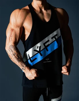 

Men Bodybuilding Tank Tops Gym Workout Fitness Cotton Sleeveless Shirt Running Clothes Stringer Singlet MENS Summer Casual Vest