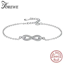 Трендовые 925 пробы серебряные браслеты 8 форм геометрические бесконечные Свадебные серебряные браслеты-цепочки для женщин модные ювелирные изделия подарок