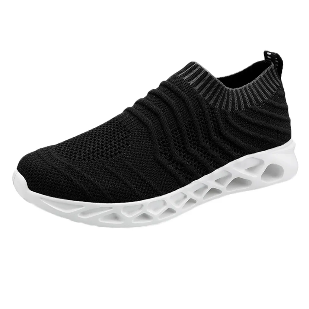 

SAGACE Sneakers Summer Men's Mesh Breathable Black & White Comfortable Lightweight Non-slip Casual Slip-On Running Shoes X0106