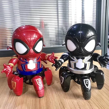 

Avengers Superhero Spider-man robot With Six claws Action Figure Dance Spiderman Model Funny Electric Lighting Music kids Toys