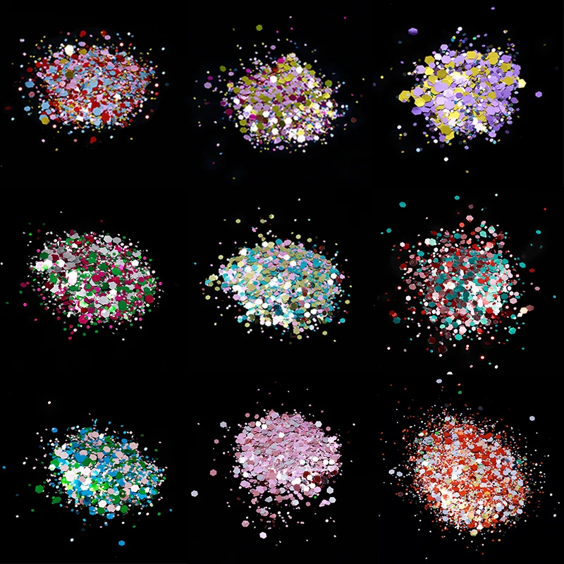 

10ml Box Chunky Laser Nail Flake 18 Colors Iridescent Ultra-thin Glitter Flake 0.2mm-3mm Flakes Manicure Art Glitter Decoration