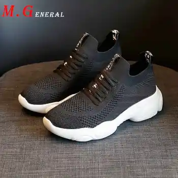 

Fashion Summer Women's Shoes Women Chunky Sneakers Slip-on Women's Flat Shoes Casual Jogging Female Shoe Low Sock Footwear C14