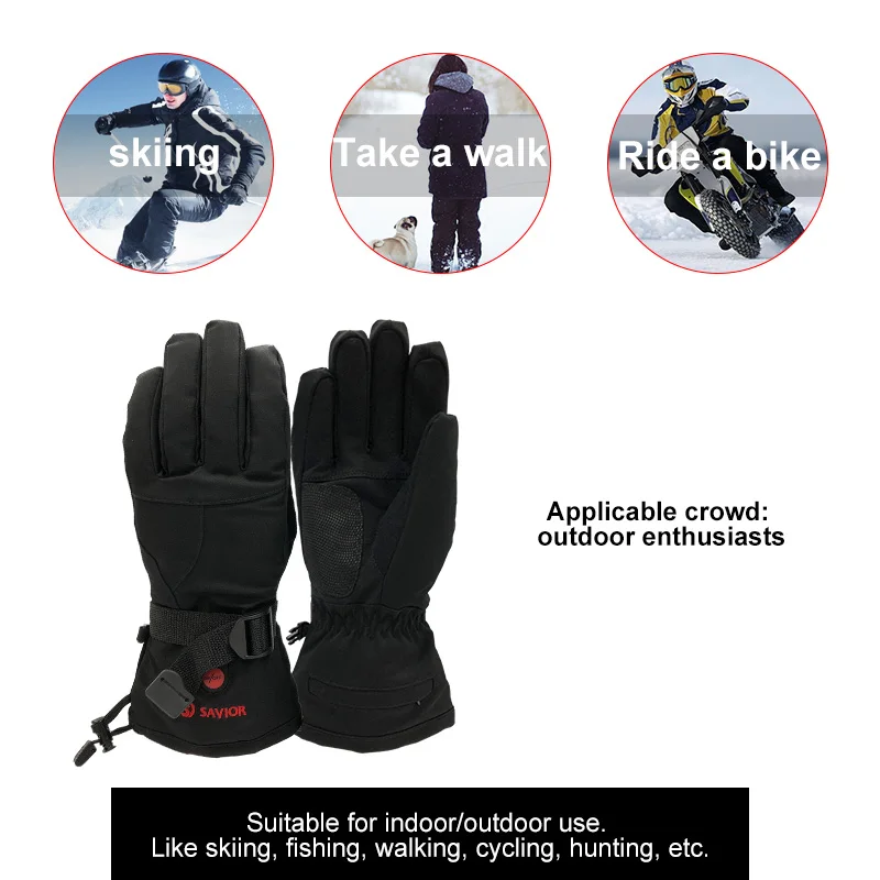 Спаситель зимние лыжные перчатки перезаряжаемые литий-ионные перчатки с подогревом на батарейках для мужчин и женщин водонепроницаемые теплые перчатки для велоспорта лыжные перчатки