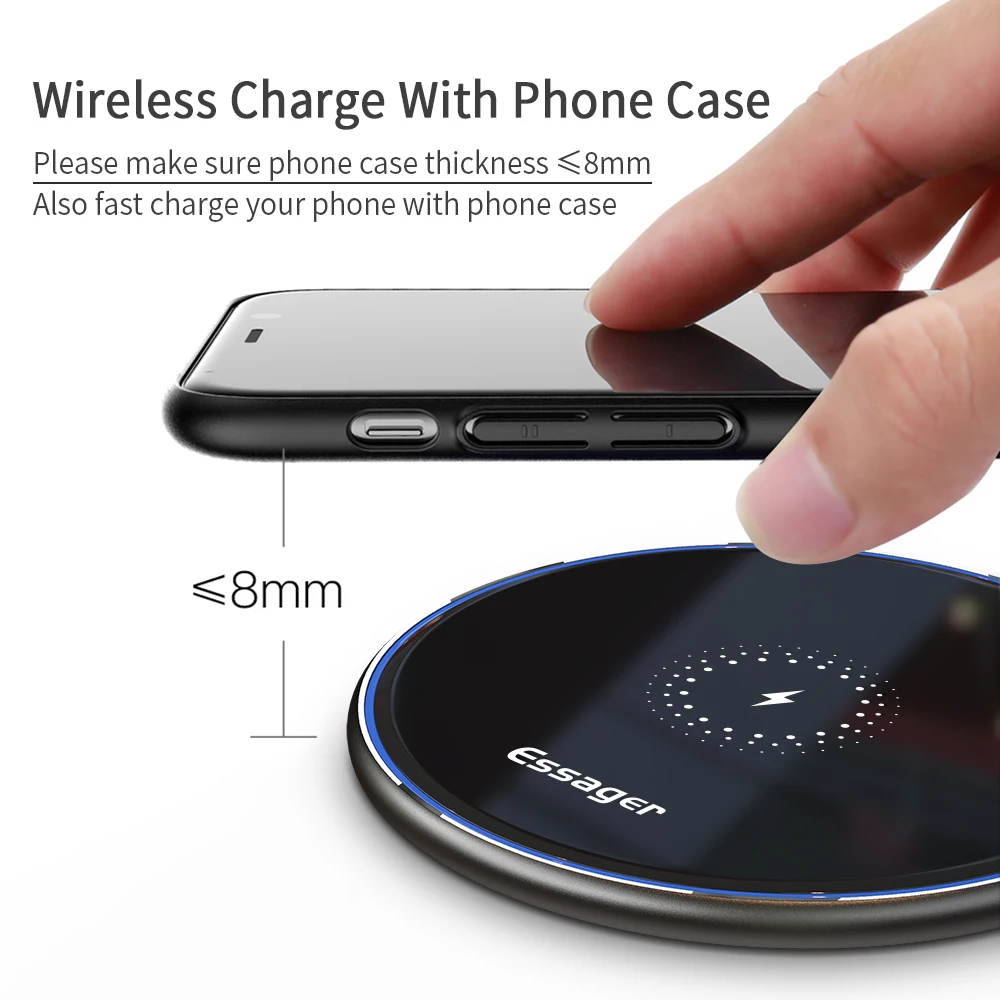 Wireless Charger with Night Light Bluetooth Speaker 7.5W for iPhone 11//11 Pro//11 Pro Max//XS Max//XS//XR//X and Other Qi-Enabled Phones Qi Fast Wireless Charging Pad 10W for Samsung Note10//9//S10//S9+//S9
