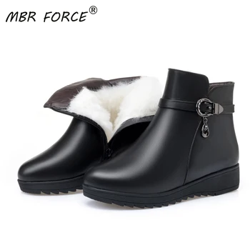 

MBR FORCE Ladies Short Winter Boots 2020 New Fashion Snow Boots Women Plus Size 41 42 43 Full Wool Boots Woman Flat Mother Shoes