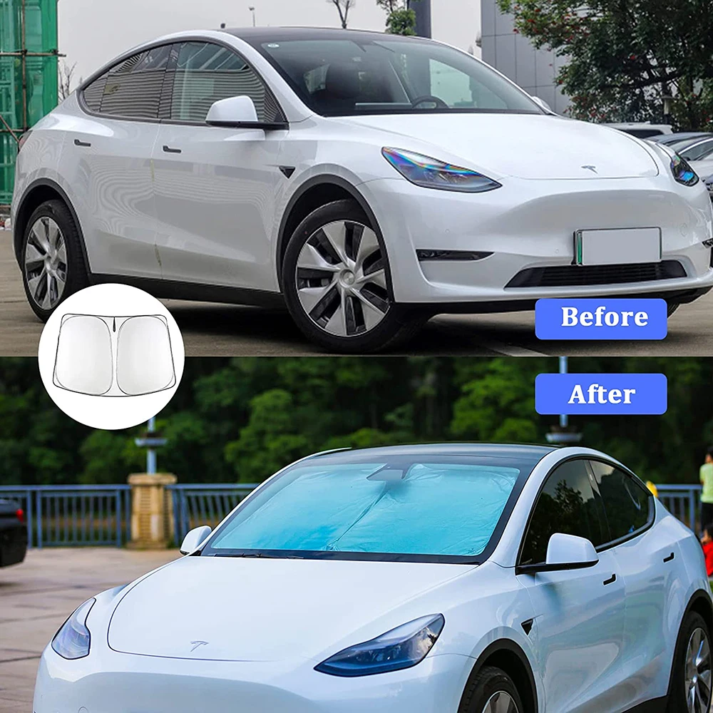 Autó Szélvédőüveg Nap Árnyalat Borult visors bejárati ablum Naptej hatóanyaga Hátvéd Napernyő coche számára Tesla manöken 3 Y Napellenző kiegészítők