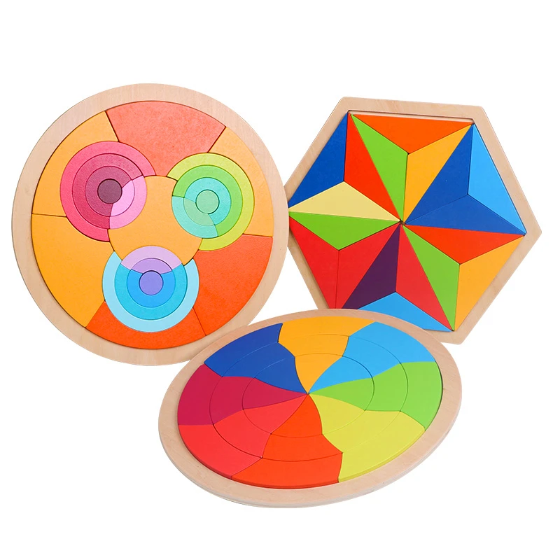hot sale Colorful Wooden Puzzles Tangram Board Brain Puzzles Children Wooden Toys Preschool Magination Educational Kids Toy