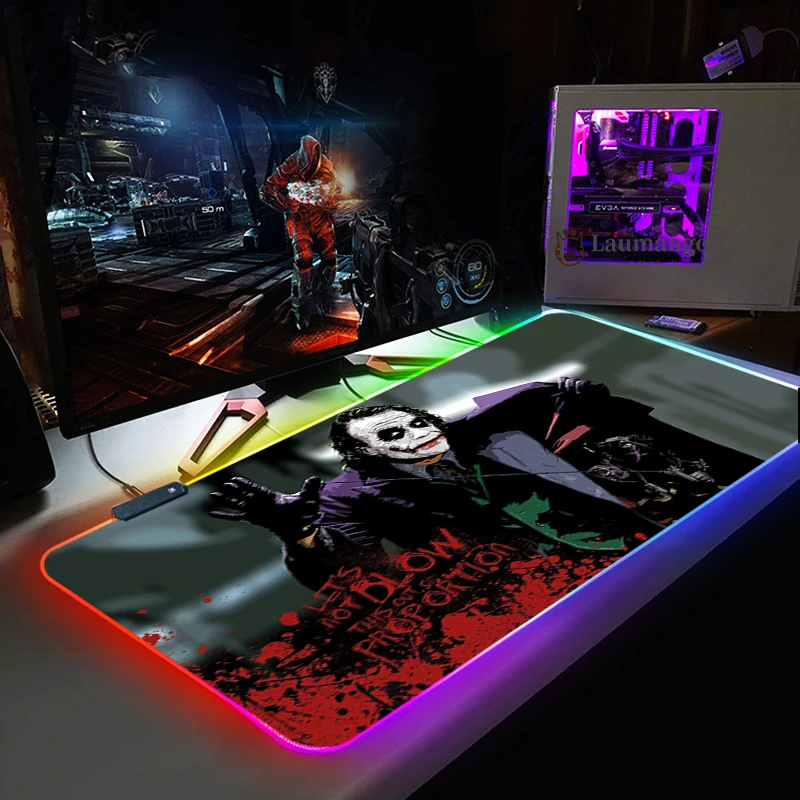 Большой игровой коврик для мыши Joker с RGB-подсветкой | Компьютеры и офис