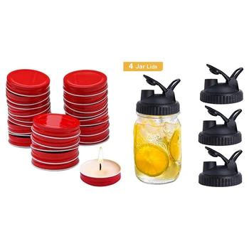 

Newest 24 Packs 70Mm Mason Jar Lids Regular Mouth Solid Caps & 4 Pack 86Mm Canning Lids Flip Cap Lids