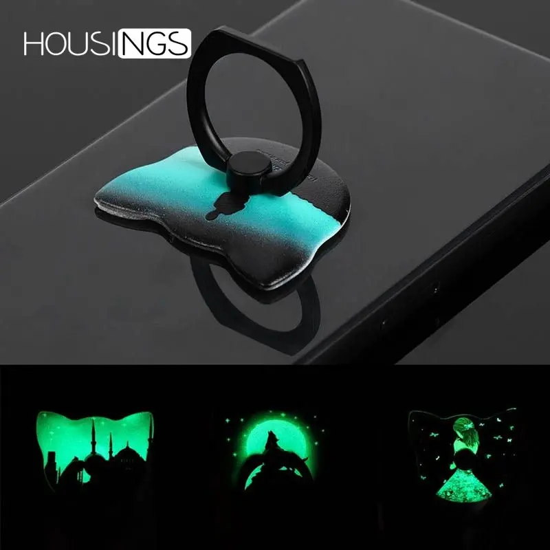 

Luminous Ring Holder For iPhone 7 8 Plus 360 Finger Ring Universal Stand For Samsung S9 Cartoon Lamp Night Phone Cute Bracket