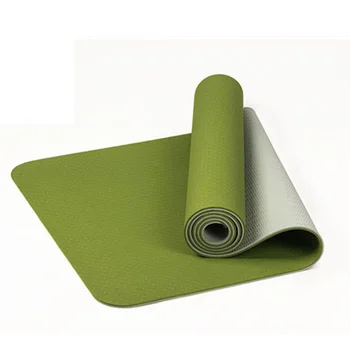 

6Mm Tpe Two-Color Non-Slip Yoga Mat Sports Mat 183x61Cm Gym Home Fitness Tasteless Mat Green