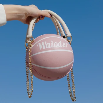 

Fashion Ball Women Bags 2020 New Round Basketball Shape Chain Crossbody Bag Girl Pink Shoulder Messenger Bag Handbag Personality