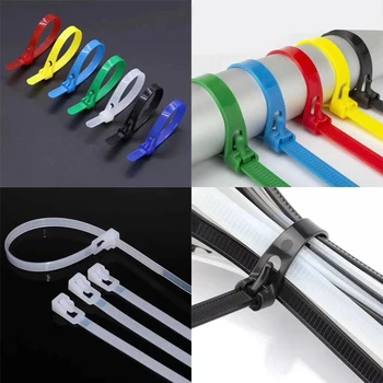 

Releasable plastic Cable Ties 50pcs 8X100 150 200 250 300 350 Colored reusable Loop Wrap Nylon zip Bundle