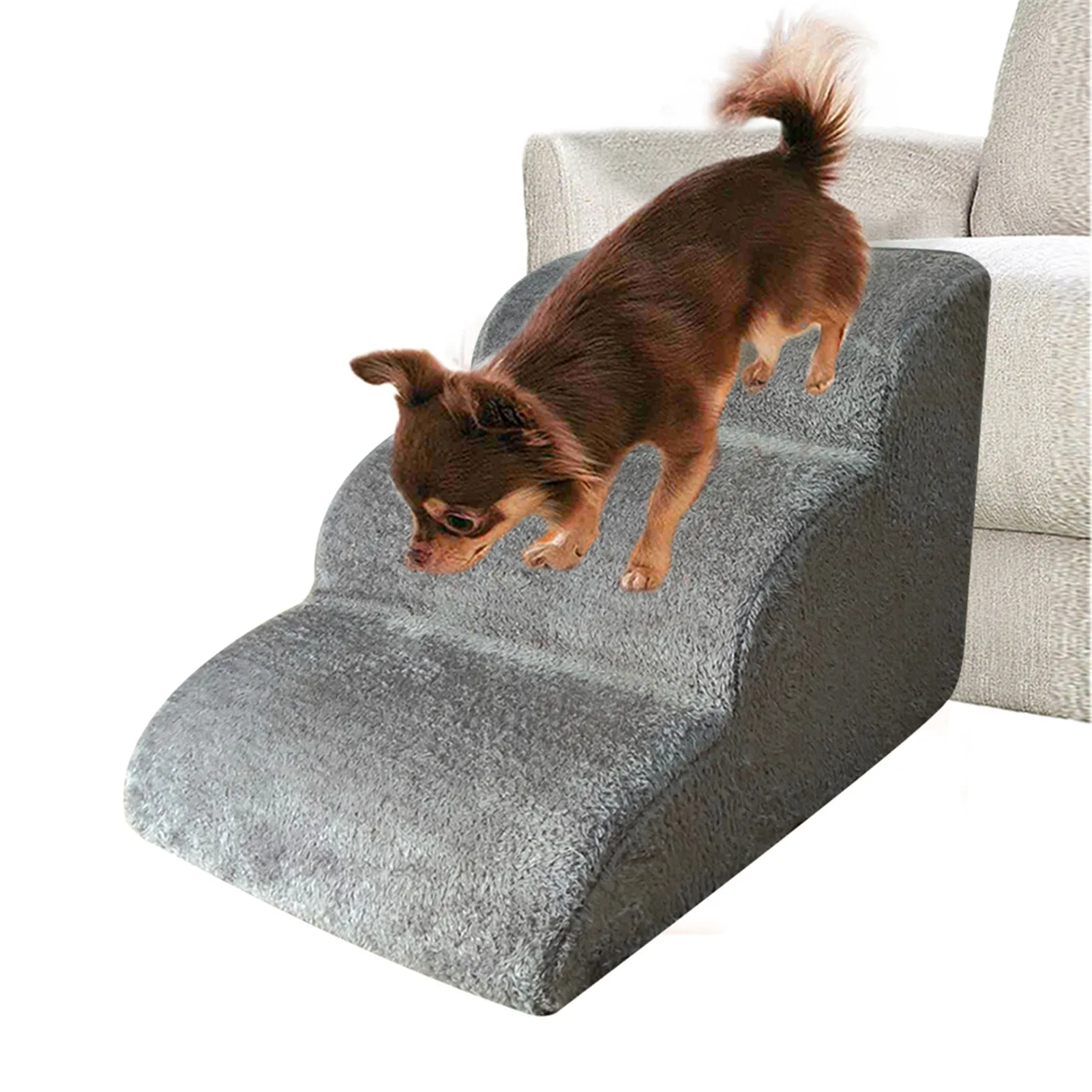 Escalera plegable para perro en la cama escalonada sofá antideslizante suave y seguro escalera de perro de 3 pasos casa