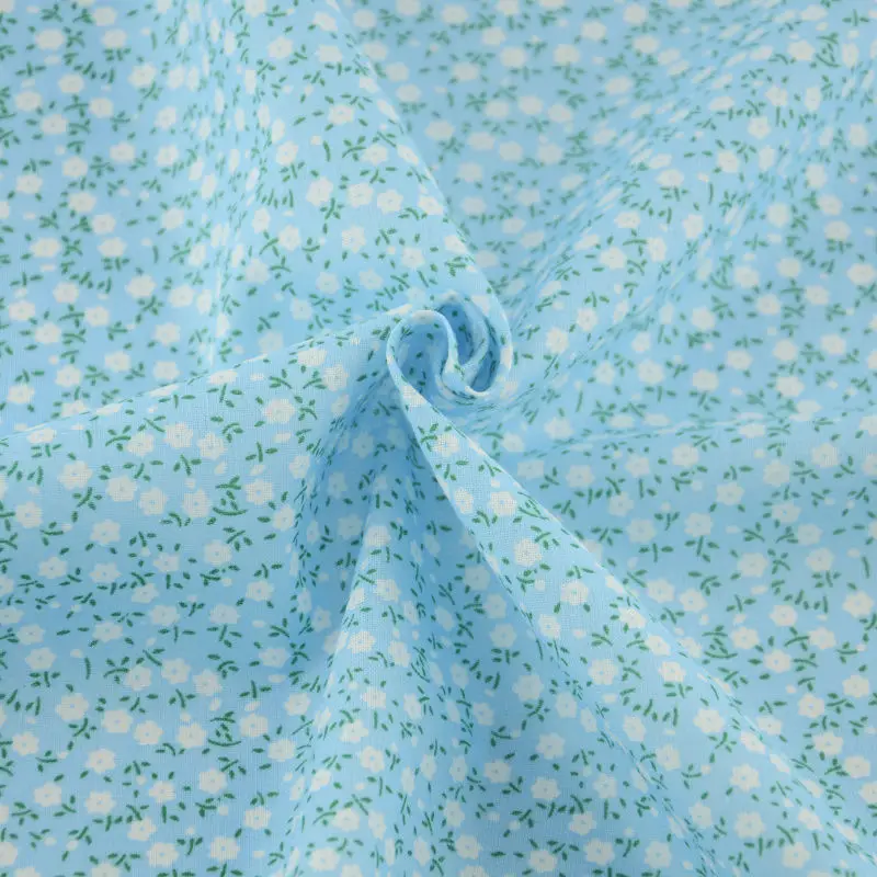 7pcs Mix Light Blue Print Lovely Flowers Abd Dots 100% Cotton Fabric Square Bundle Perfect Match Table Cloth DIY Dolls Handmade|100% cotton