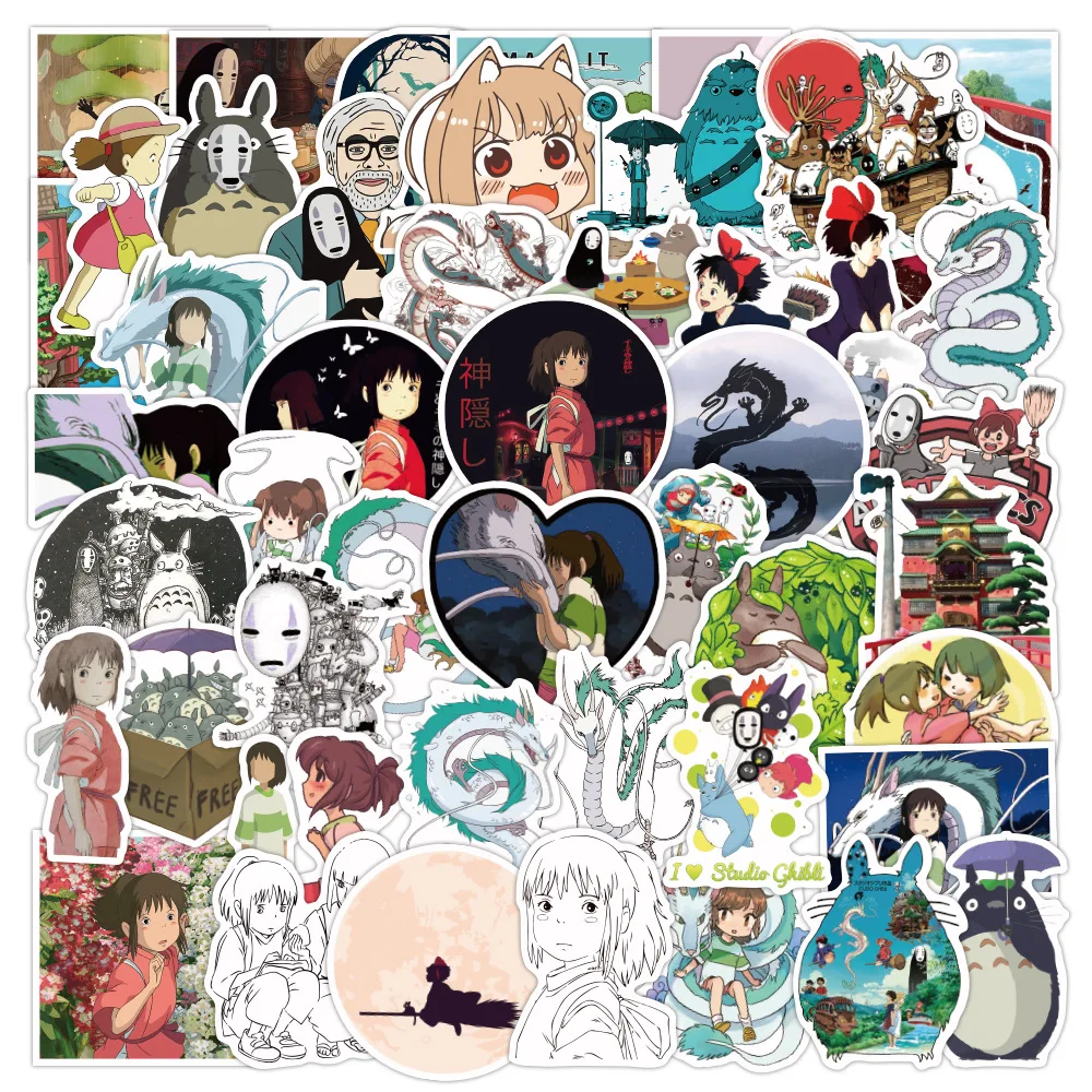 

50PCS Miyazaki Hayao Anime Stickers Moving Castle Spirited Away Cartoon Stickers for Bike Laptop Book Luggage Kids Toys