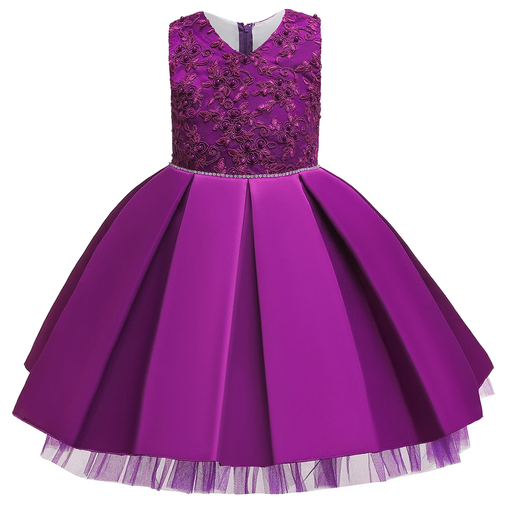 Вечерние Платья с цветочным узором для маленьких девочек; элегантное платье на Рождество и свадьбу для маленьких девочек; vestidos; одежда для детей; Детские платья; одежда - Цвет: Purple