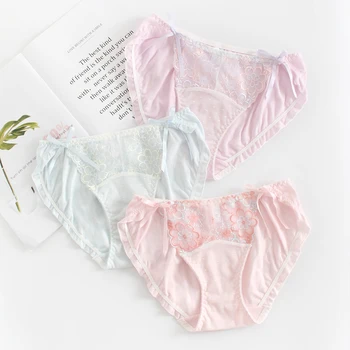 

underwear women s high waist lace embroidered triangle underwear cotton high split ropa interior femenina panties string thong