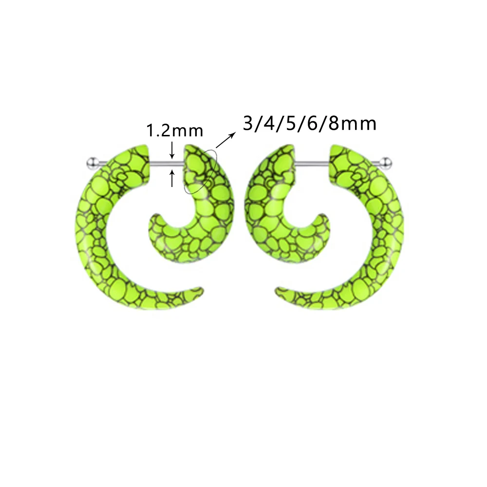 Имитация пирсинга серьги пробки и тоннели 2 шт Акриловые спиральные ушные конусы носилки ювелирные изделия с расширителем для тела сексуальные женские аксессуары - Окраска металла: F