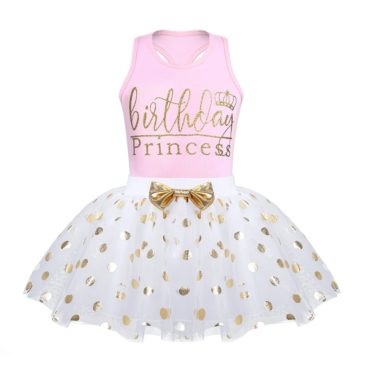 Toddler Kids Baby Girls Outfits Birthday Princess Vest Sleeveless Shirts Top Dot Bubble Skirt 2PCS Summer Dresses Set 