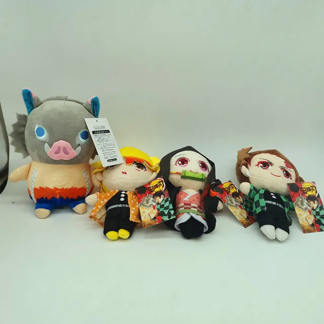 4pcs/set Demon Slayer Kimetsu No Yaiba Kamado Tanjirou Nezuko Zenitsu Agatsuma Hashibira Inosuke Soft Stuffed Plush Toys Dolls