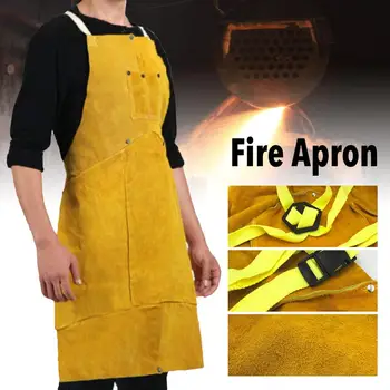 

Universal Cowhide Bifurcated Leather Safety Clothing Fire Adjustable Nylon Strap High-temperature Resistant Apron With Pockets