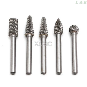 

5Pcs 1/4" Tungsten Carbide Burr Bit 6mm Rotary Cutter Files CNC Engraving Tool M07 dropship