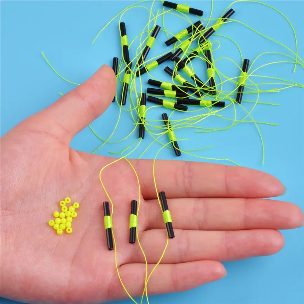 50Pcs Fishing Bobbers Slip Bobber Stops with Glow Fishing Beads & Bobber  Stoppers for Fishing Line Floating stop Tackle