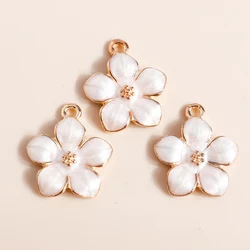 Enamel Flower Charms Set - Sakura Design for Jewelry and DIY Accessories (White)