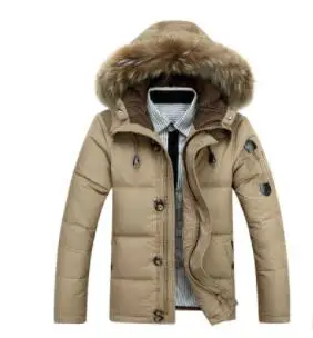Новые популярные модели зимние толстые мужские большие размеры мужской пуховик большой меховой воротник куртка OEM - Цвет: Хаки