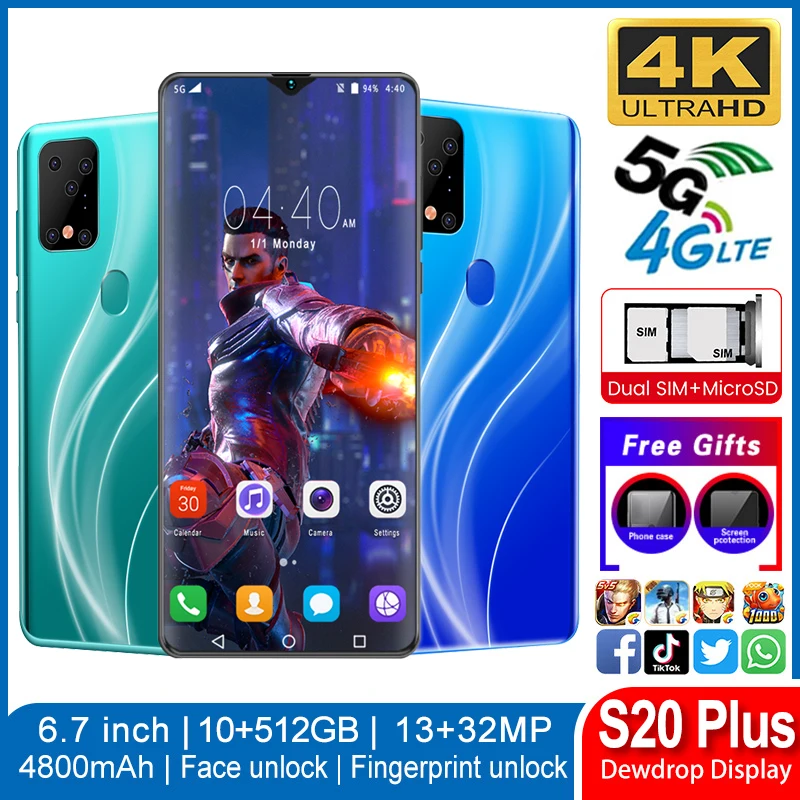 US $126.79 Global Version Network Android 10 Galay S20 Smartphone 13MP Front 32MP Camera 67 Inch 10G RAM 512GB ROM Deca Core Mobile Phone