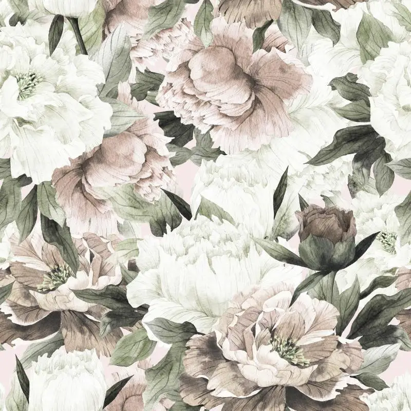 Custom Black and white peony flower mural wallpaper wall papers home decor photo wall covering tropical background Wall stickers