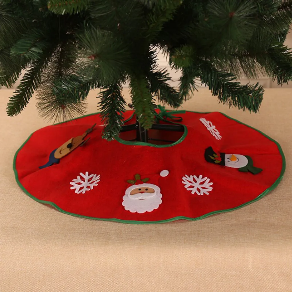 

70CM Tree Apron Santa Applique Non-Woven Christmas Tree Decoration Home Natal Tree Skirts New Year Decoration