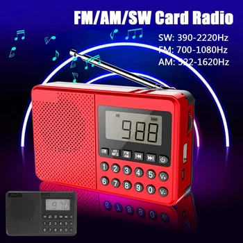 

Portable FM AM SW Full Band Dual Antenna Radio U Disk TF Card MP3 Music Player