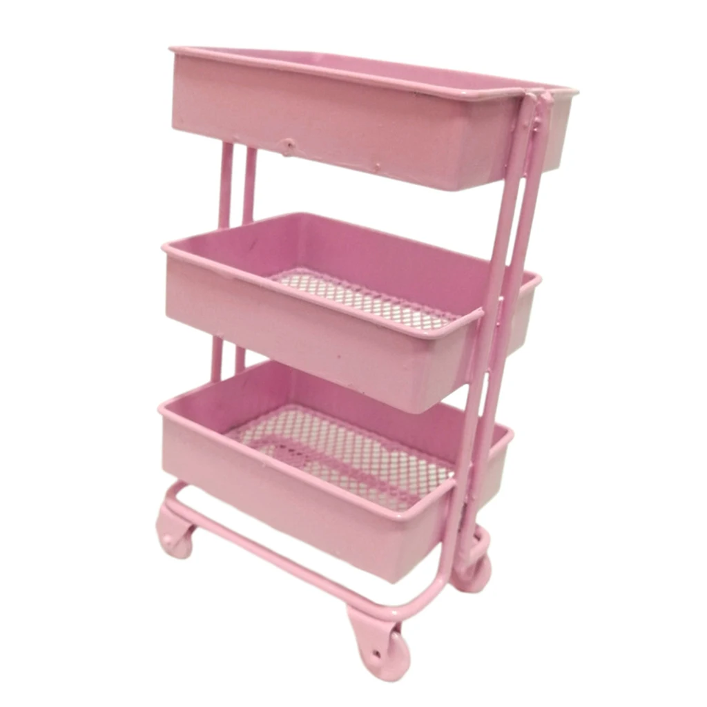 1:12 Dollhouse Miniature Furniture Shelf Bookshelf With Wheels Storage Display Rack Dollhouse Furniture Accessories