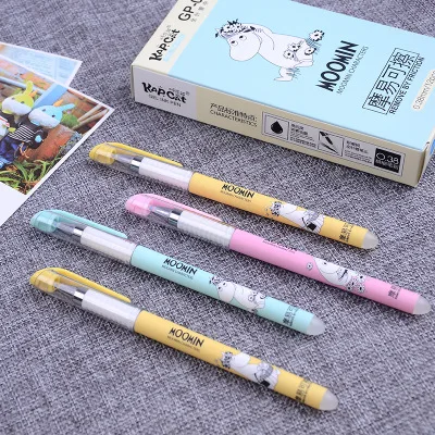 12 Teile/schachtel Blau Tinte 0 38 мм lёschbaren гелевые ручки с мультипликационным принтом Nette Kawaii