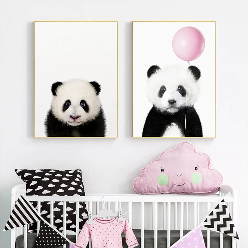 

Cute Baby Panda Bear Nordic Posters and Prints Nursery Wall Art Decor Forest Woodland Animals Kids Room Art Canvas Painting