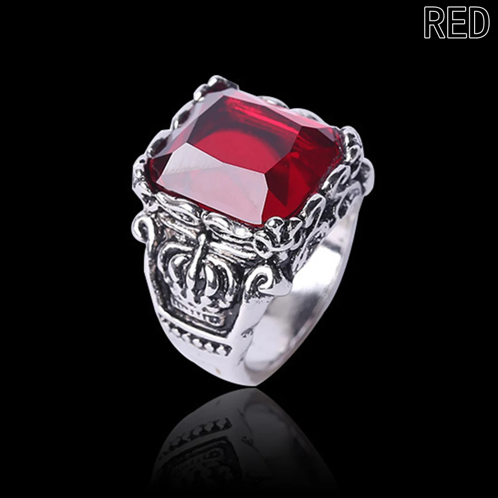 Готическая Корона, кольца в винтажном стиле, модные ювелирные изделия для мужчин и женщин, бижутерия - Цвет основного камня: Red