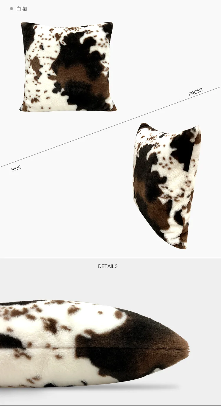 NEW 2021 Plush Cow Pattern Cushion Cover for Black or White Pillowcover by Hot Sale Animal Party of Home Decoration Pillow Cover