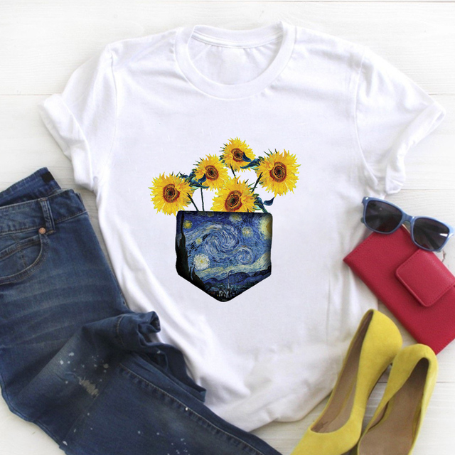 Flower Floral Book Cute Print Short Sleeve Ladies Summer T Tee Female Top Shirt Clothes Tshirt Womens Graphic T-shirt