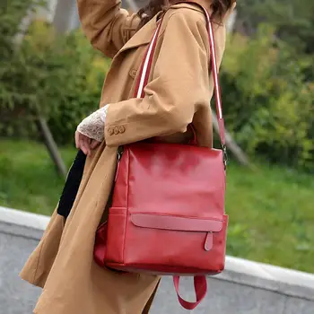 

New backpack simple personality anti-theft backpack Korean casual wild soft leather backpack female