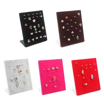 

L-Shaped 50-Position Ring Holder Plate Flannel Earring Pin Stand Vertical Display Board Jewelry Display Stalls Organizer Storage
